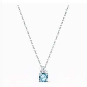 SOLD Swarovski Aqua Pendant Necklace in Rhodium